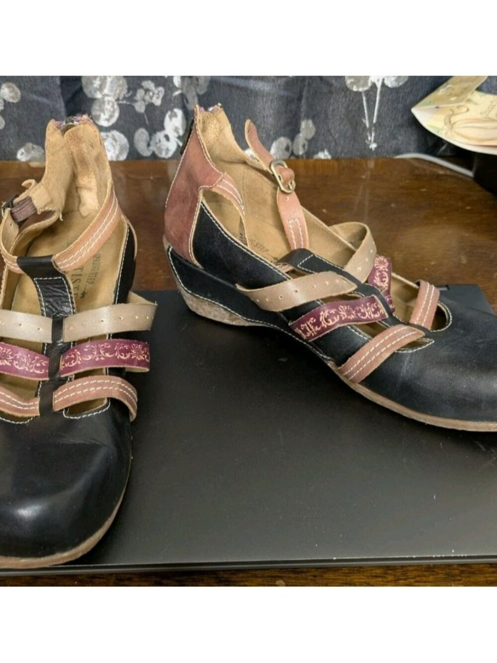 Spring Step L'artiste Yulianna Strappy Zip Up Wedge Shoes Womens Size EU 40/US 9